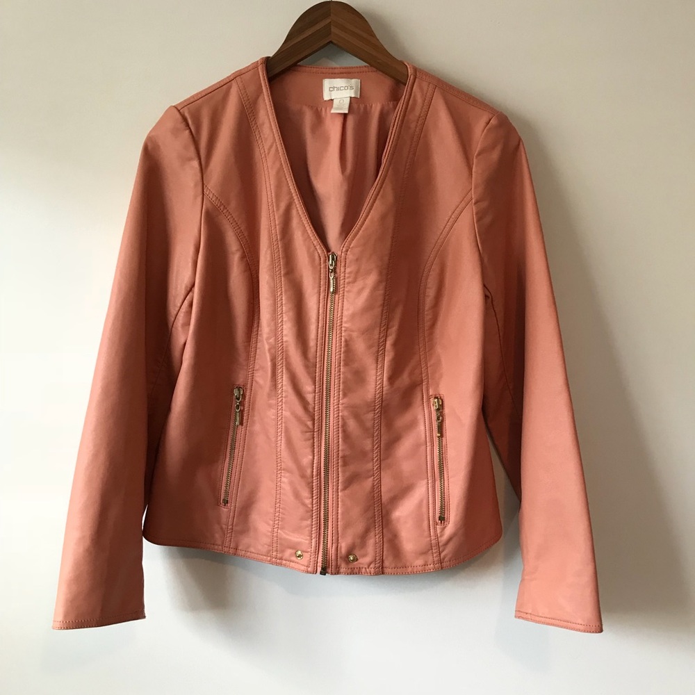 Chico’s Peach Faux Leather Jacket - Picture 8 of 8